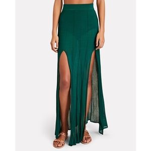Devon Windsor Kira Slit Hem Maxi Skirt in Green